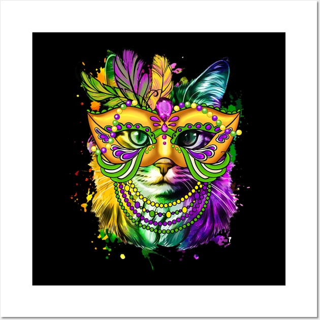 Cat Mardi Gras Girls Cat Lover New Orleans Wall Art by Saboia Alves